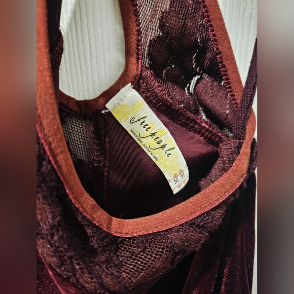 FREE PEOPLE Elegant Burgundy Velvet Dress - Picture 2 of 7